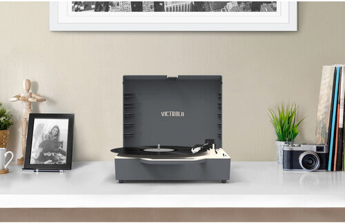 Victrola VSC-725SB-GRA Re-Spin Sustainable Suitcase Record Player Bluetooth (Gray) (Large Item, Bluetooth, Gray, Built-In Speakers) - Blind Tiger Record Club