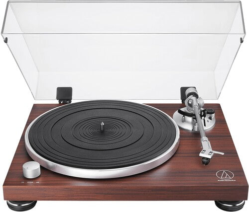 Audio Technica AT-LPW50BT-RW Bluetooth Turntable Manual Belt-Drive 33/45 (Rosewood) (Large Item, Bluetooth, Belt Drive, Built-In Preamp, Black) - Blind Tiger Record Club