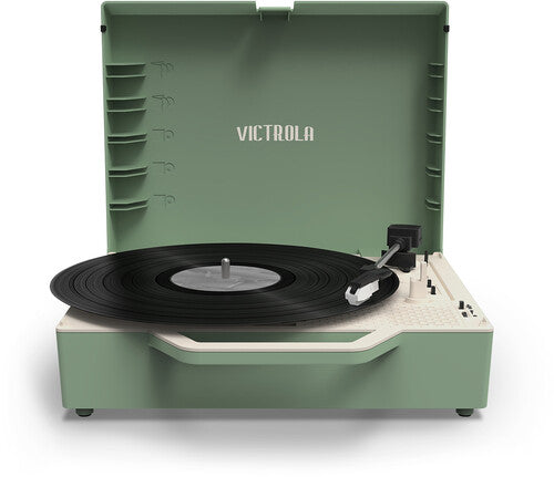 Victrola VSC-725SB-BAS Re-Spin Sustainable Suitcase Record Player - Basil Green (Large Item, Bluetooth, Green, Built-In Speakers) - Blind Tiger Record Club