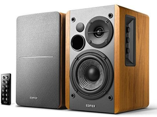 Edifier 4003066 R1280DB Wood 2.0 Book Shelf Speakers Bluetooth Wireless - 42 Watts - Optical Input - Includes Remote Control, Speaker Wire and Audio Cable - Wood Grain (Brown) - Blind Tiger Record Club