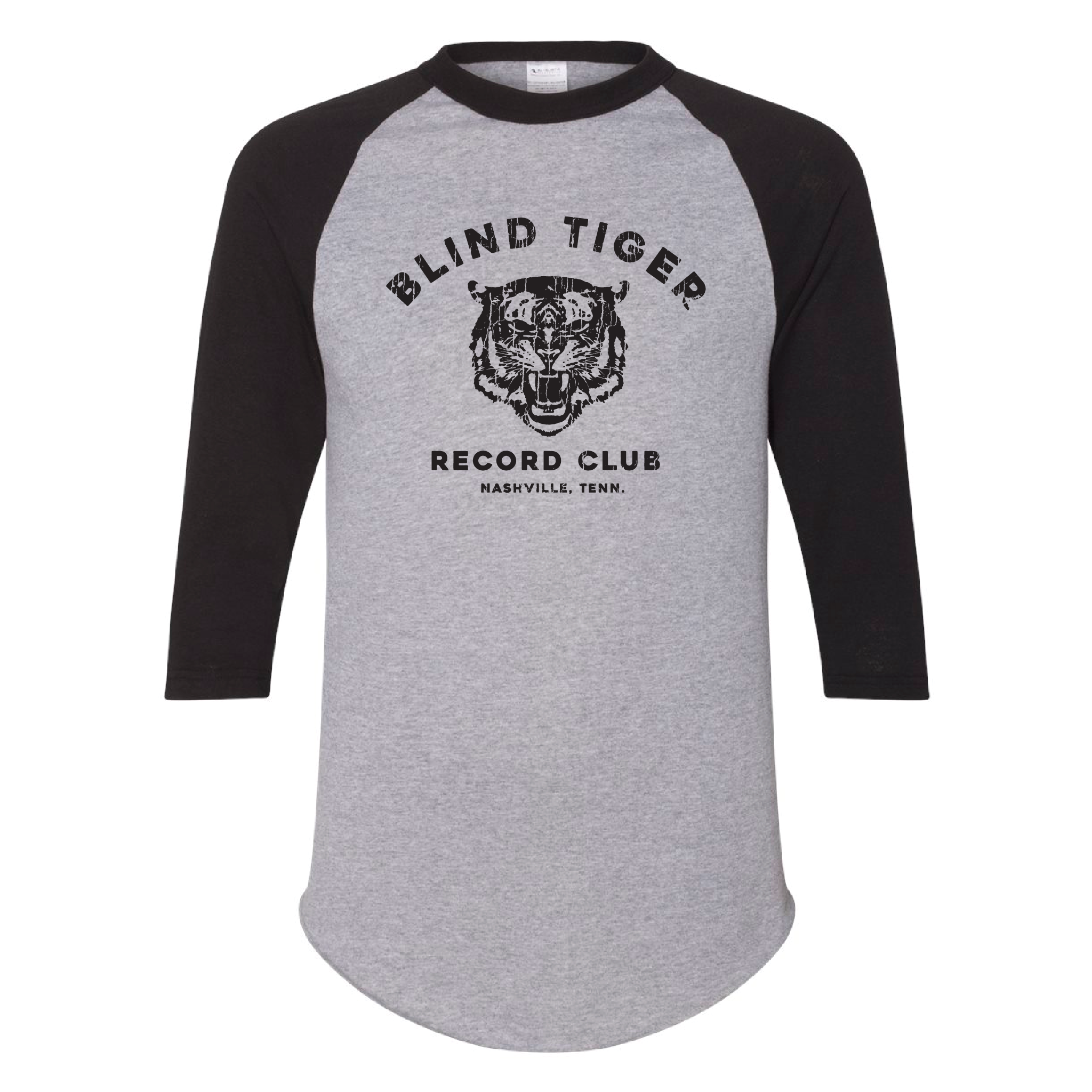 B.T.R.C. Baseball T-Shirt (Heather w/Black Long-sleeve) - Blind Tiger Record Club