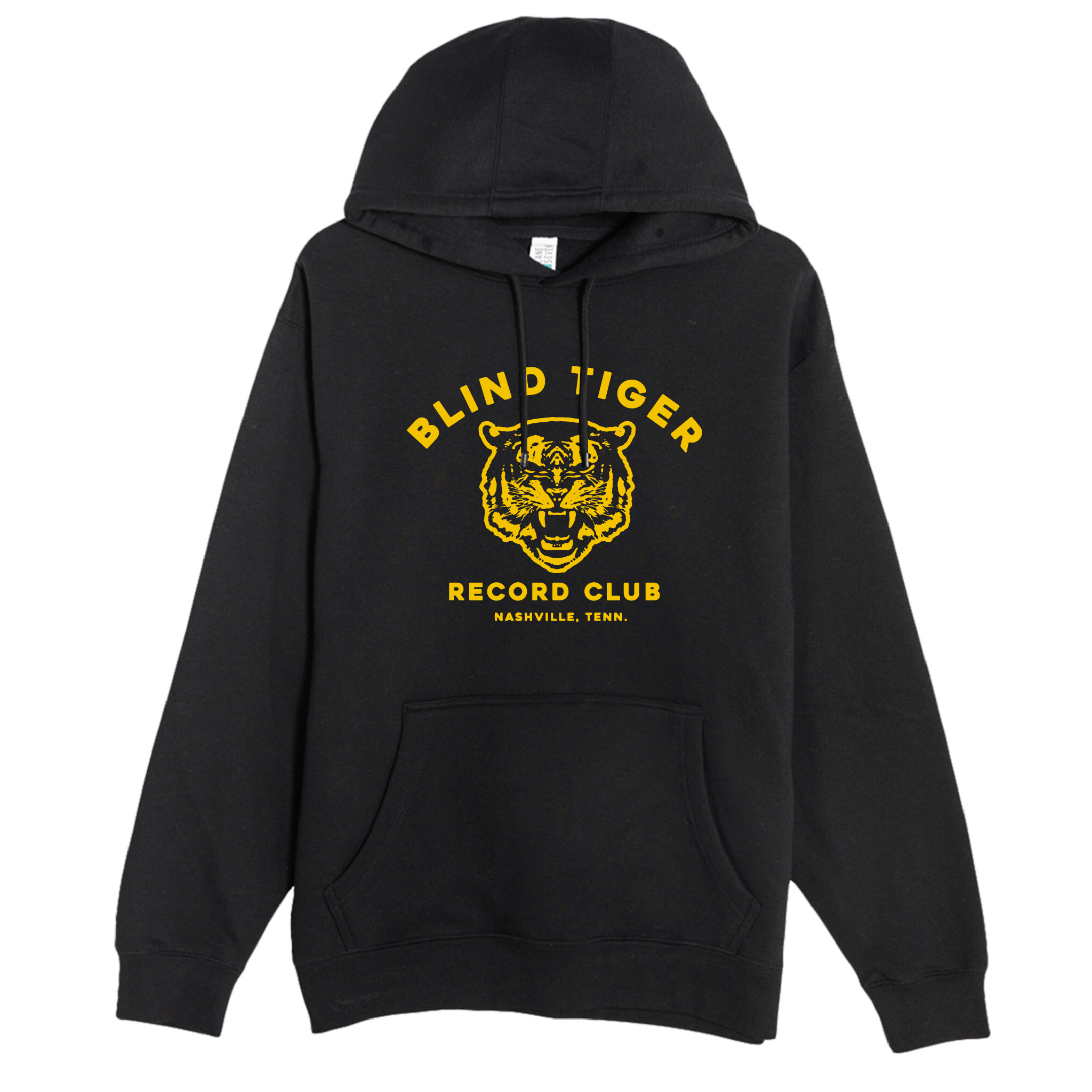 B.T.R.C. Pullover Hoodie (Black w/Gold Tiger Logo) - Blind Tiger Record Club