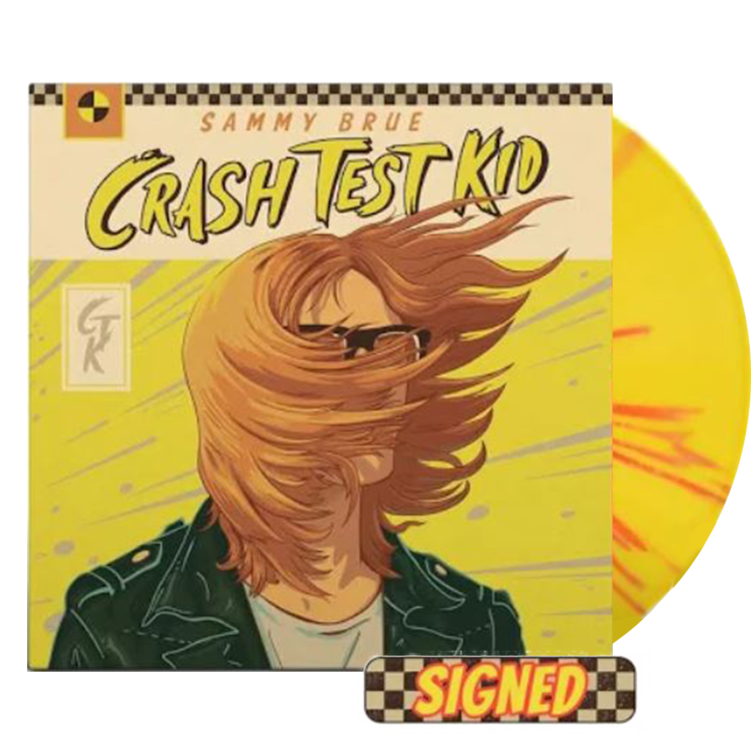 Sammy Brue - Crash Test Kid (Ltd. Ed. Autographed 150G Red/Yellow Splatter Vinyl) - MEMBER EXCLUSIVE - Blind Tiger Record Club