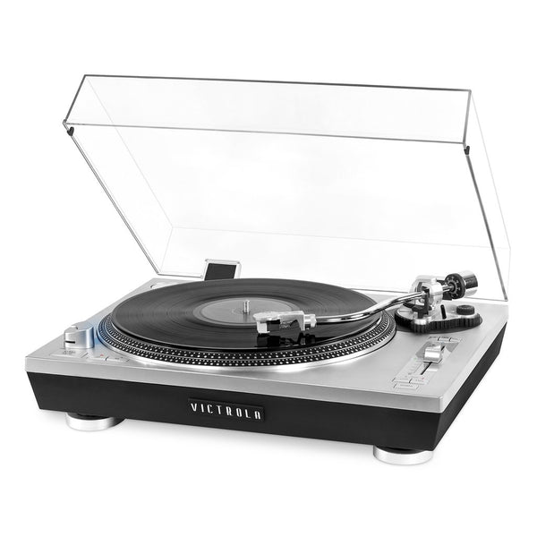 Victrola VPRO-2000-SLV Professional Series Bluetooth Wireless USBTurntable 2 Speed Belt Drive (Silver) - Blind Tiger Record Club